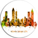 Atlanta Georgia Skyline, Cityscape Painting Disc Metal Wall Art, 23"