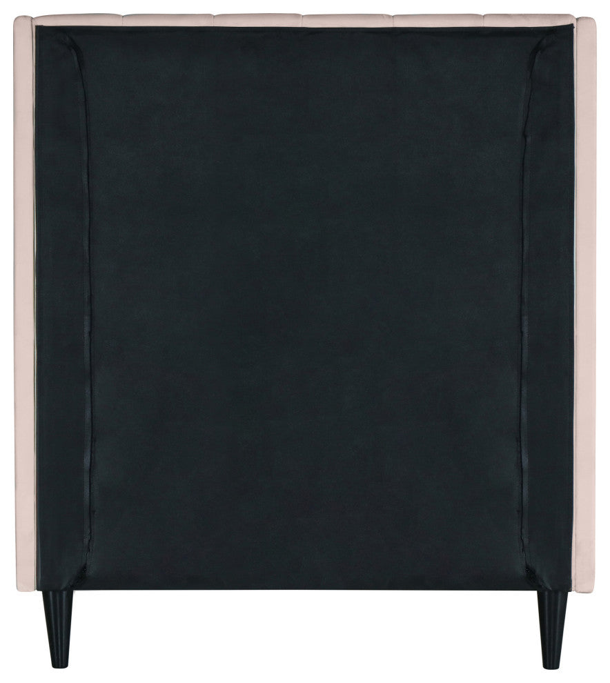 Eva Velvet Upholstered Bed, Pink, Twin