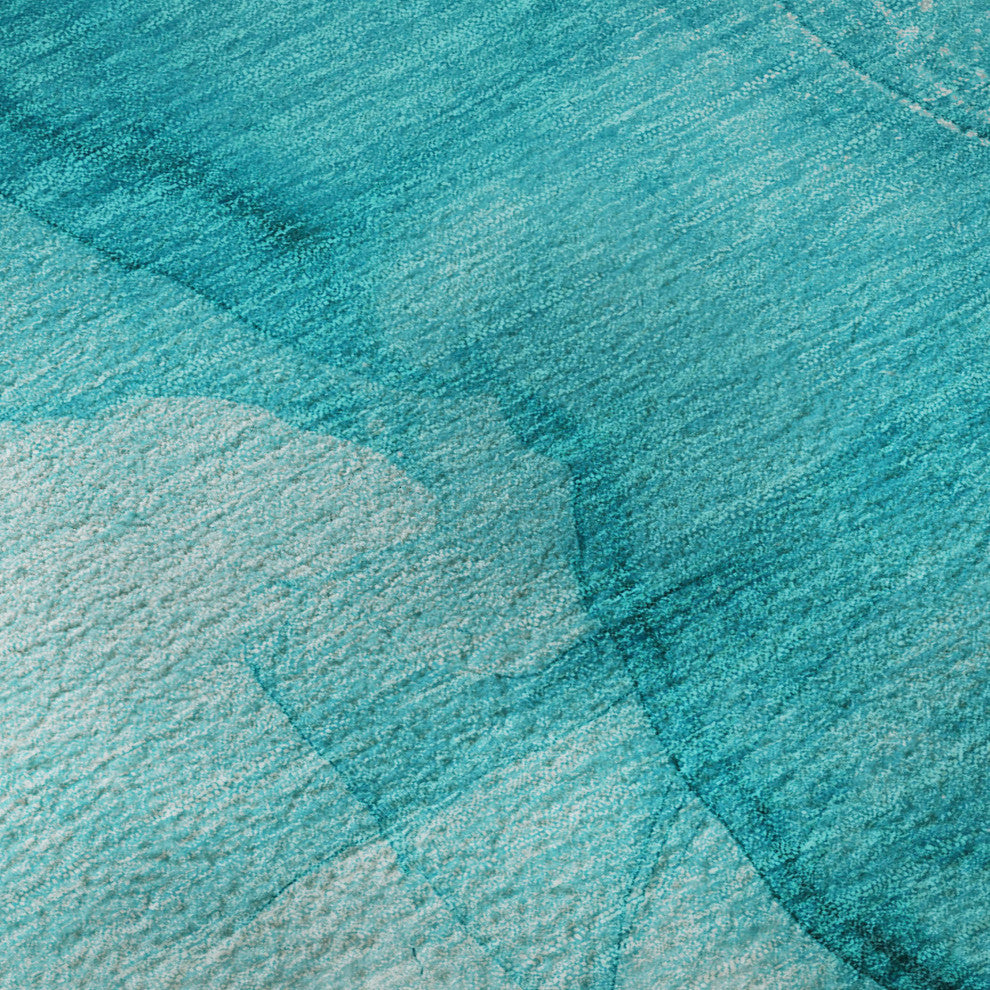 Premium Machine Washable Mayfield AMF507 Teal 3' x 5' Rug