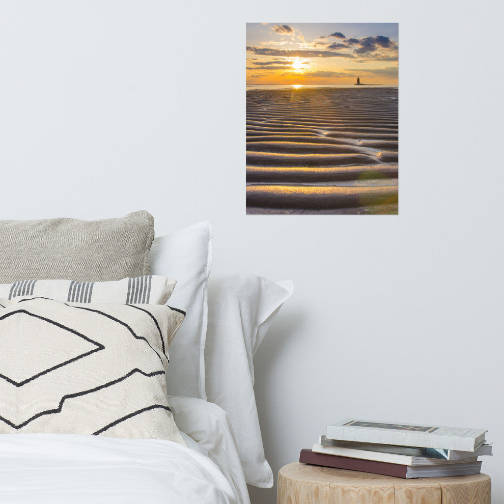 Sandbars Landscape Photograph, Beach Unframed Wall Art Print, 16" X 20"