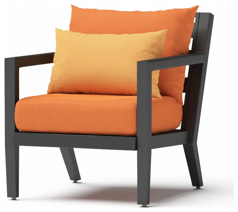 Thelix 5 Piece Sunbrella Outdoor Patio Seating Set, Tikka Orange