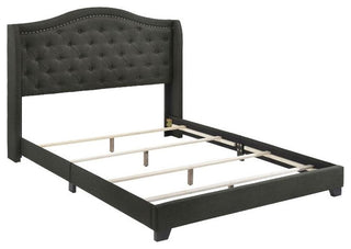 Coaster Sonoma Transitional Fabric Upholstered Camel Back Eastern King Bed Gray