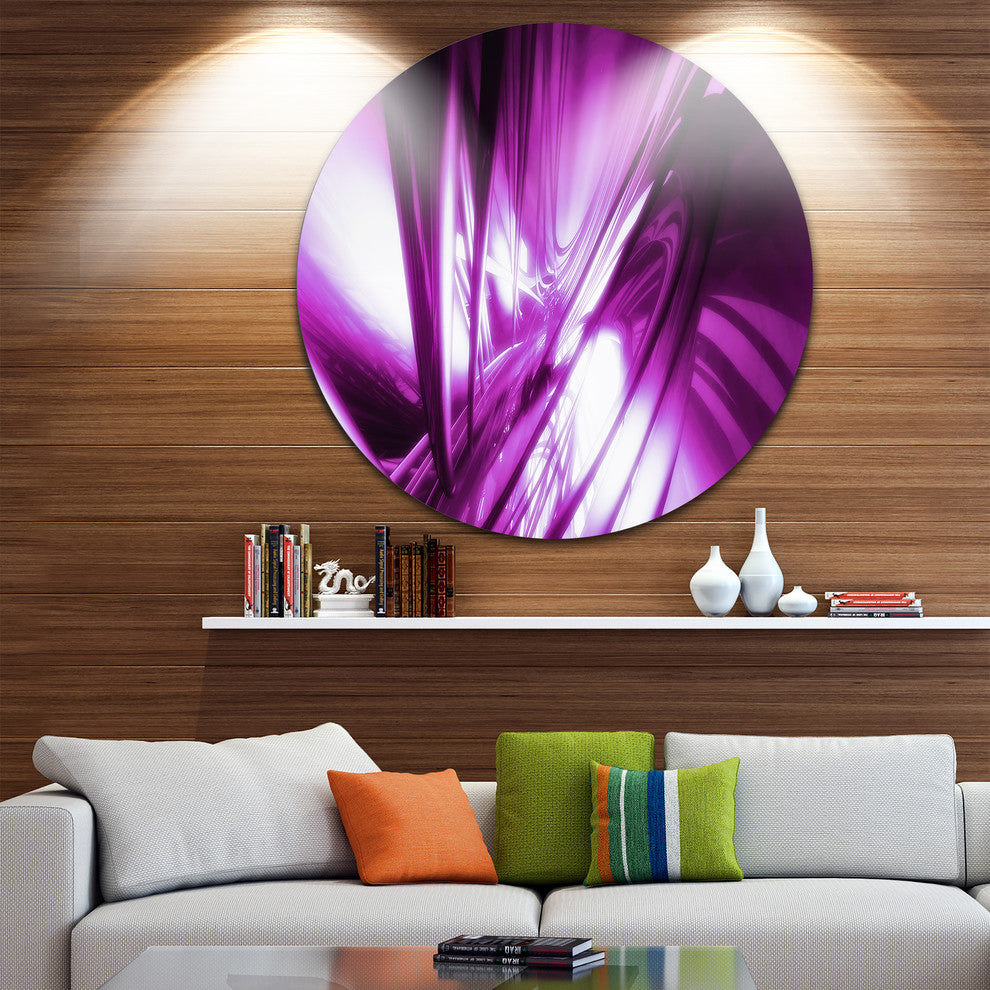 3D Abstract Art Purple Fractal, Abstract Digital Round Wall Art, 11"