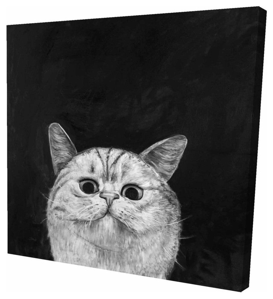 Watching Cat, Fine Art Gallery Wrapped Canvas, 24"x24"