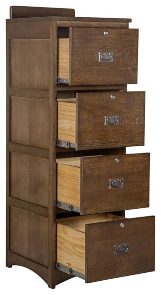 Mission Quarter Sawn White Oak 4 Drawer File Cabinet, Walnut