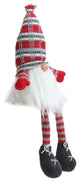 23" Christmas Red and Gray Sitting Santa Gnome Figure With Soft Dangling Legs