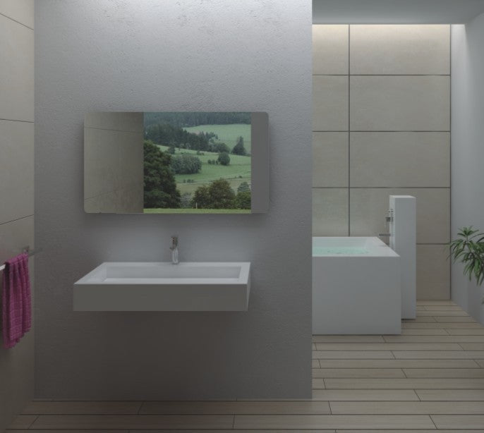 ADM Rectangular Wall Mounted Sink, White, 32", Matte White