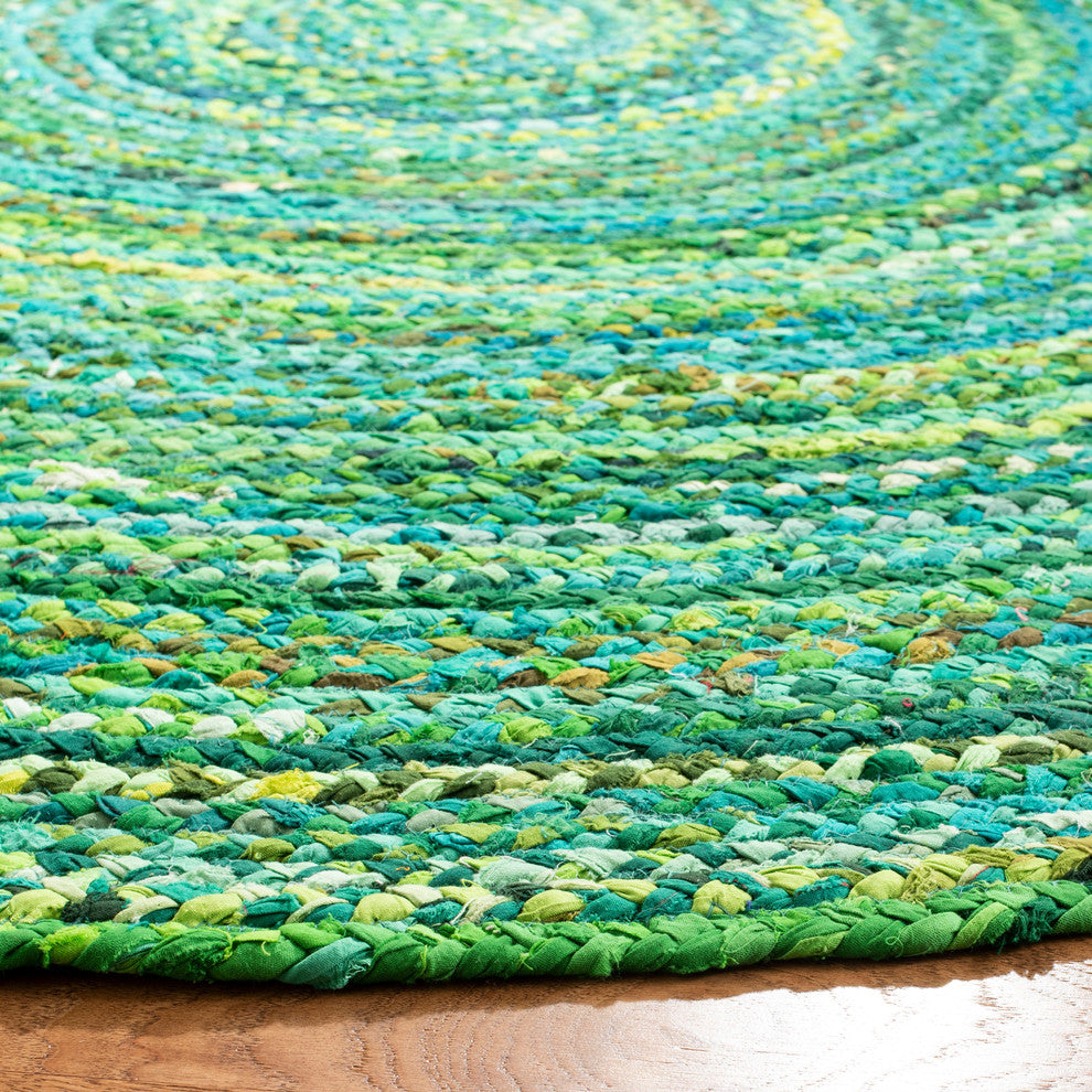 Safavieh Braided Collection BRD452 Rug, Green, 3'' Round