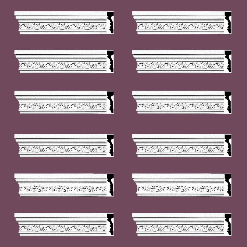 Crown Molding White Urethane Savanah Design 12 Pieces Totaling 1128" Length