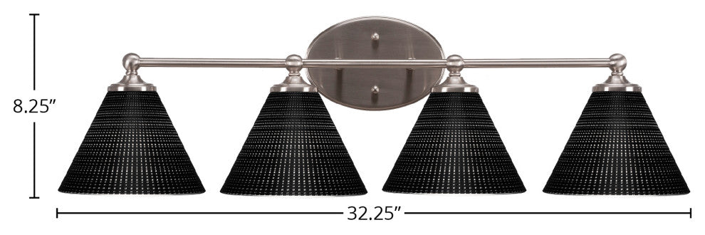 Capri 4-Light Bath Bar, Brushed Nickel/Black Matrix