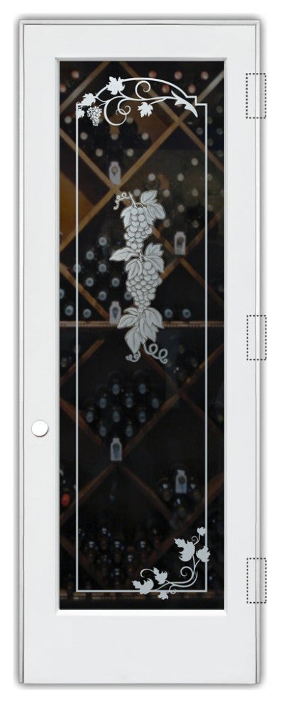 Wine Door - Grapes Strand Grape Ivy - Primed - 28" x 84" - Knob on Left -...