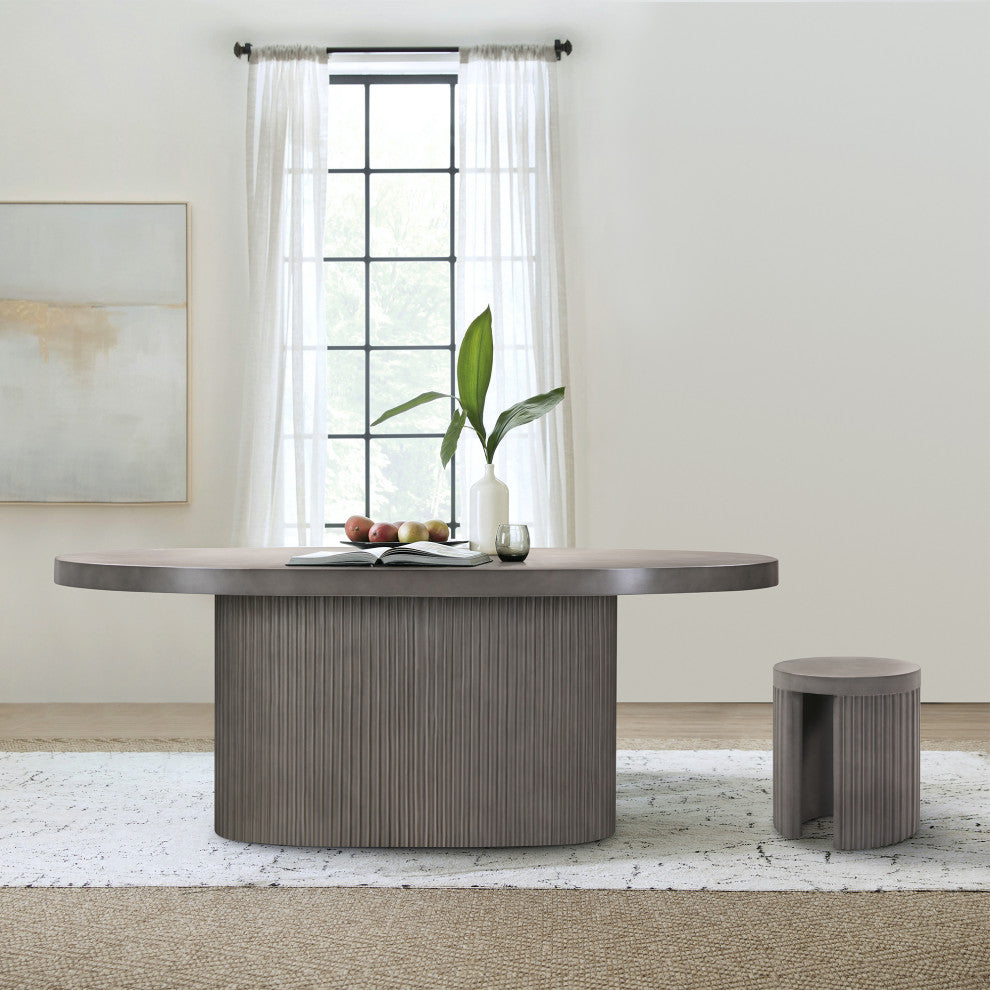 Wave Oval Dining Table, Gray Concrete