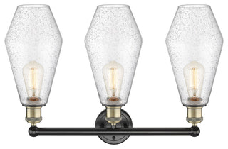 Cindyrella 3-Light 25" Bath Vanity Light, Black Antique Brass, Seedy Shade
