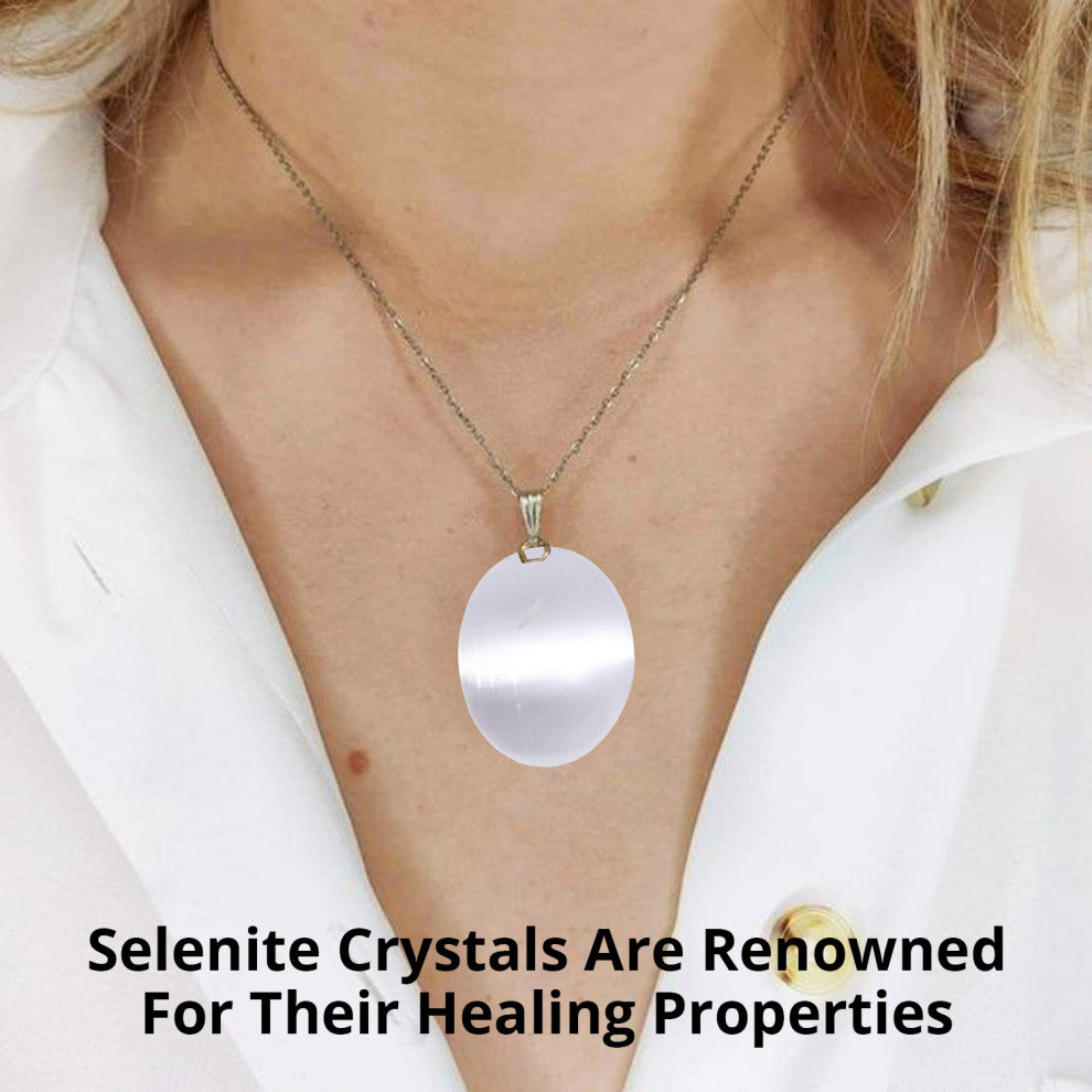 Himalayan Glow Selenite Palm Stone, High Energy Calming Effects, 3 Pack