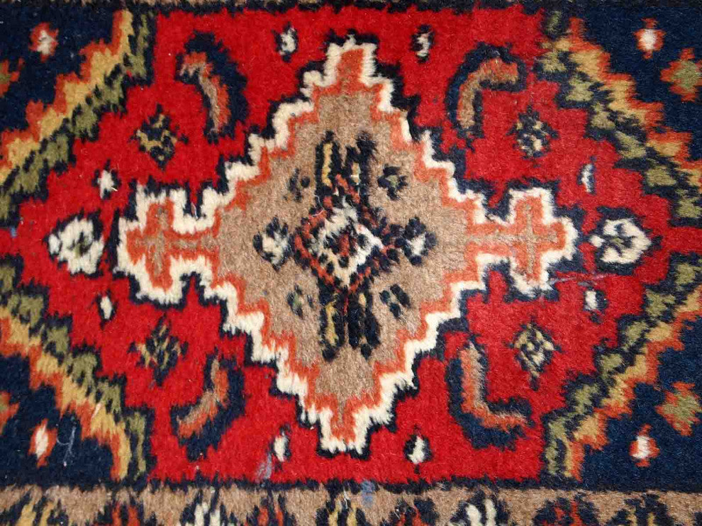 Handmade vintage Persian Hamadan rug 1.4' x 1.9' (42cm x 60cm) 1970s