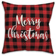 Merry Christmas, Buffalo Check Plaid 18x18 Throw Pillow