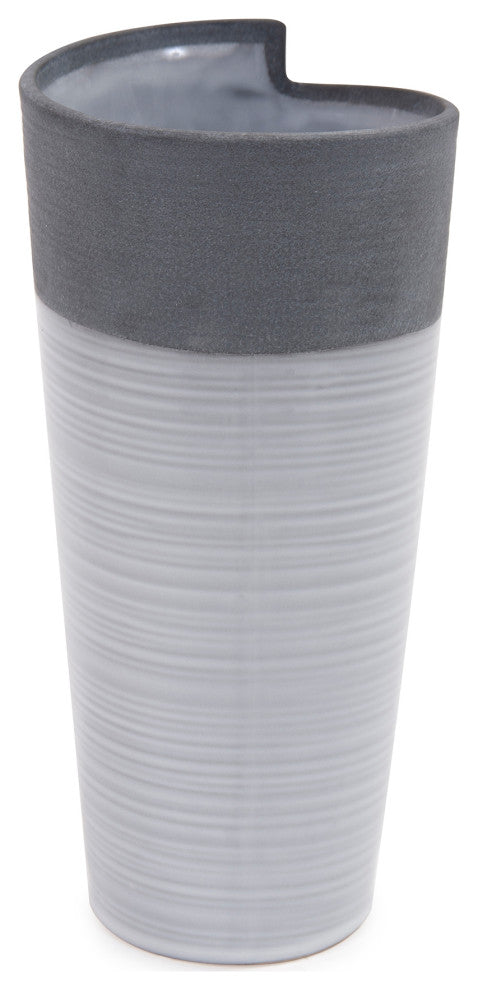 Rolled Two Tone Gray Vase, Large