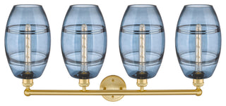 Edison-Vaz 4-Light 35" Bath Vanity Light, Satin Gold, Princess Blue