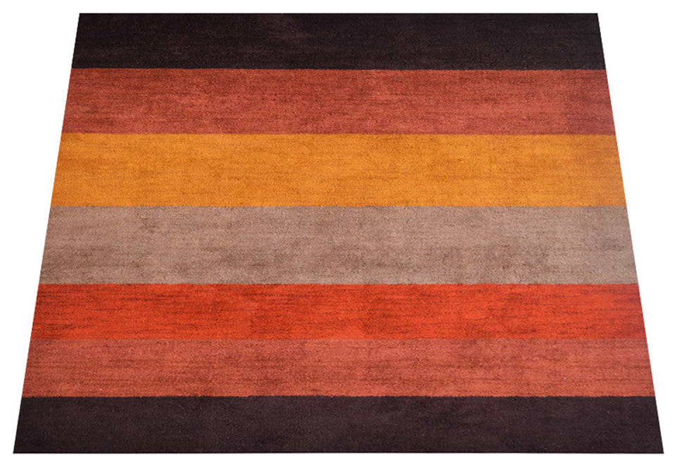 Hand Knotted Loom Silk Mix Area Rug Contemporary Brown Red, [Square] 10'x10'