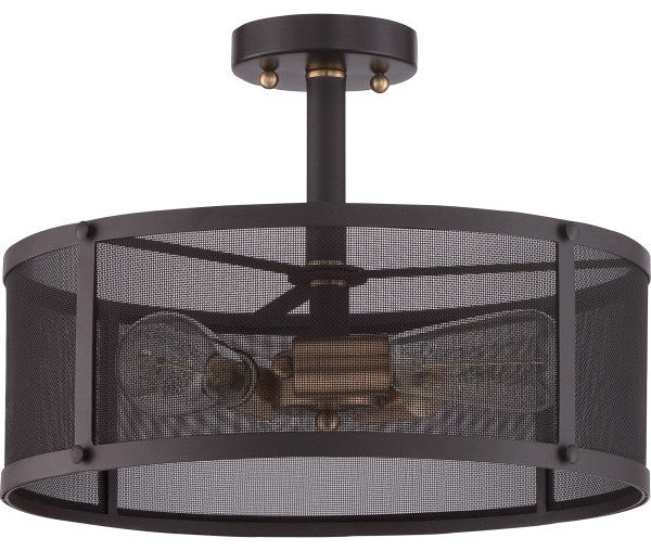 Quoizel UST1716WT Three Light Semi-Flush Mount Union Station Western Bronze