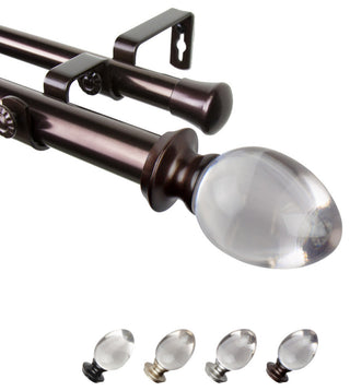 Jaya 1" Double Curtain Rod, Bronze, 66-120"