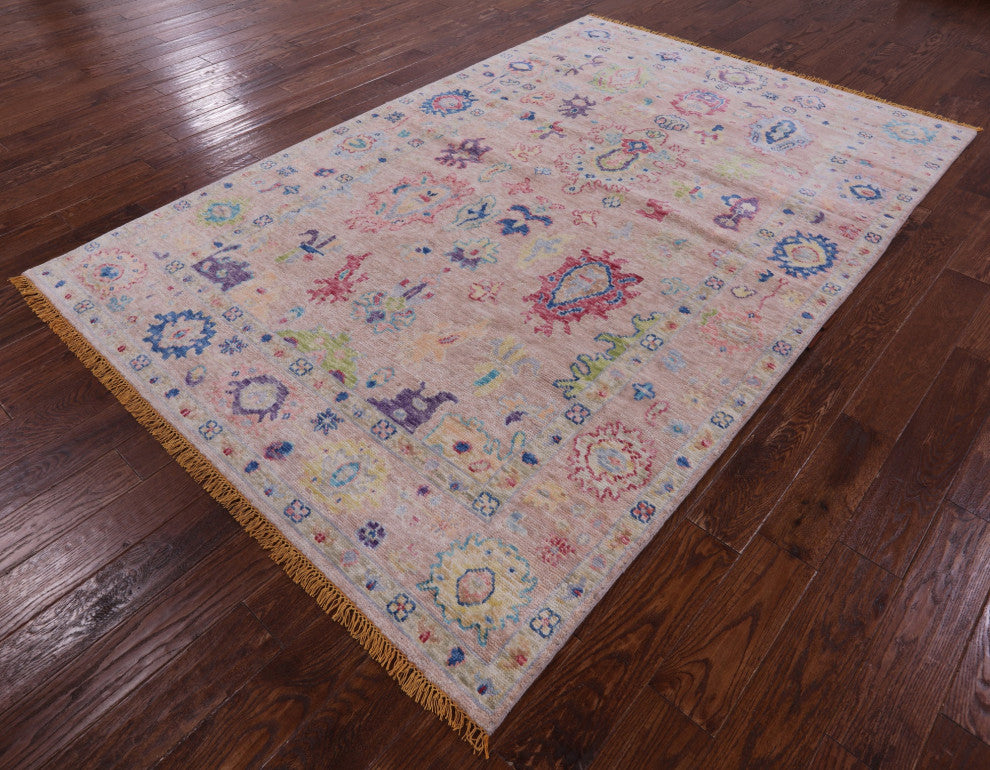 5' 11" X 9' 0" Hand-Knotted Turkish Oushak Wool Rug - Q14845