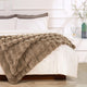 Tread Rabbit Faux Fur Throw Blanket, Tan