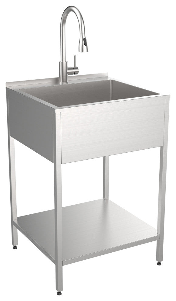 Transolid Steel Laundry Sink, Brushed Stainless, 24x22
