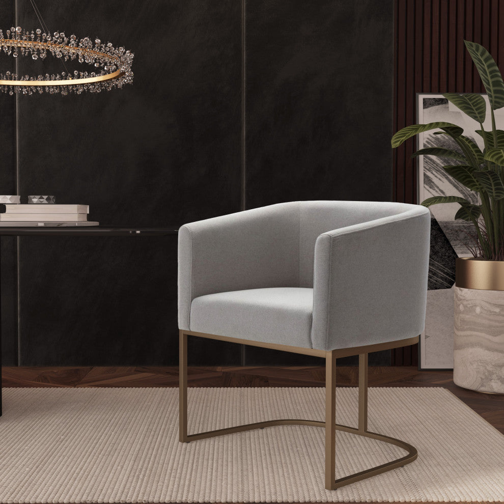 Modrest Yukon Modern Light Grey Fabric + Antique Brass Dining Chair