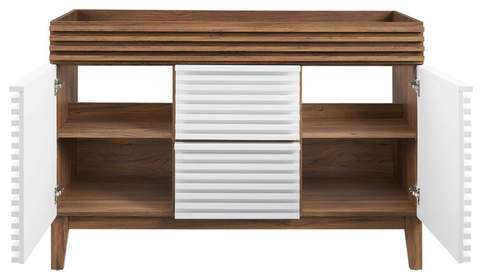 Render 48" Double Bathroom Vanity Cabinet, White Walnut