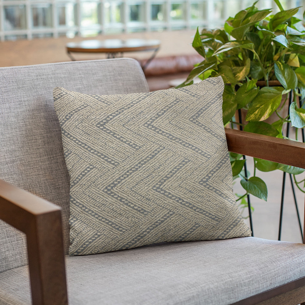 Plutus Blue Triangle Chevron Luxury Throw Pillow, 26"x26"