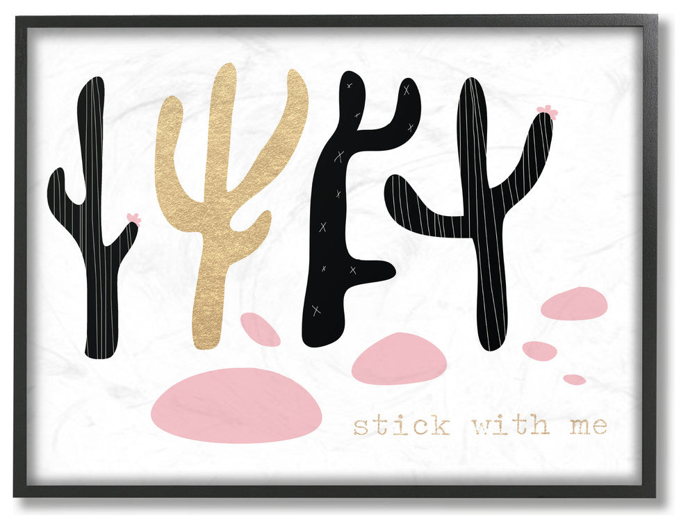 Stick With Me Cacti Framed Giclee Texturized Art, 16x20