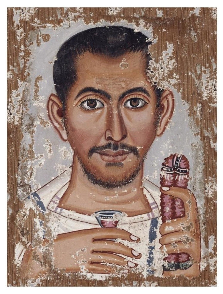 "Mummy Portrait of a Bearded Man" Paper Art, 26"x34"