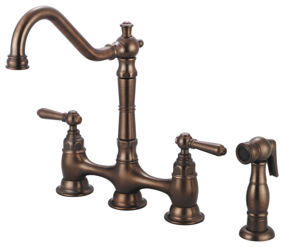 Americana Two Handle Kitchen Bridge Faucet, Oil Rubbed Bronze