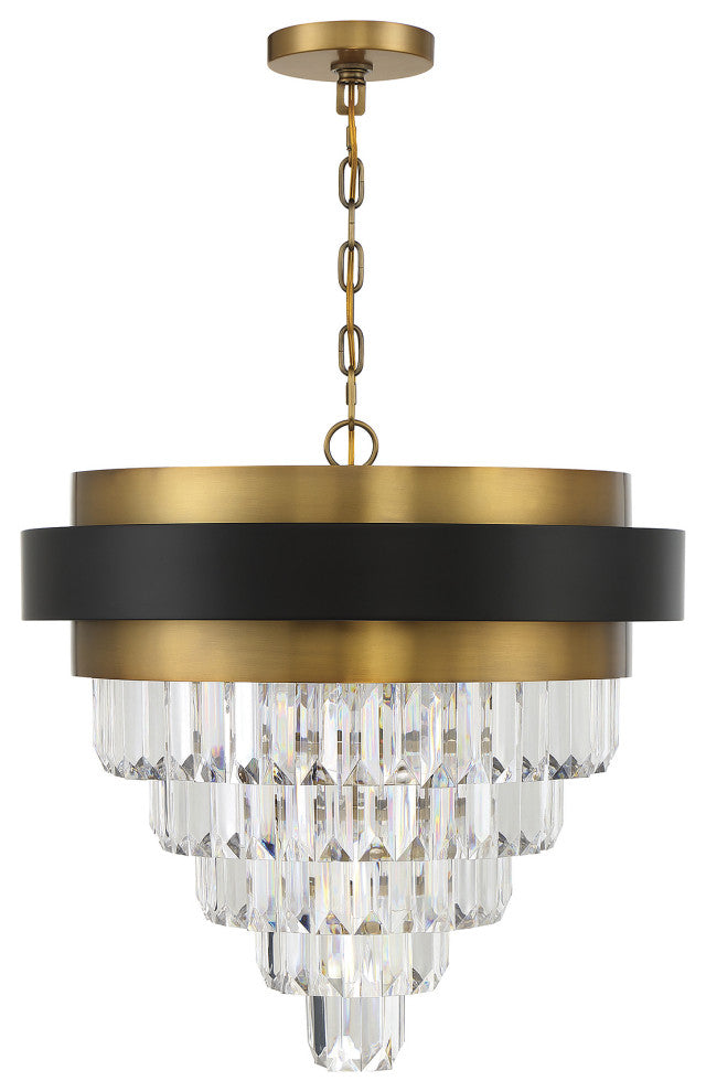 Marquise 4-Light Chandelier, Matte Black With Warm Brass Accents