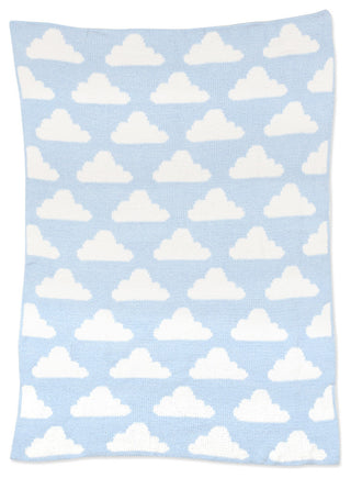 Chenille Baby Blanket, Blue Clouds