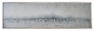 71" Extra Long Silver Landscape Painting, Coastal Wall Art