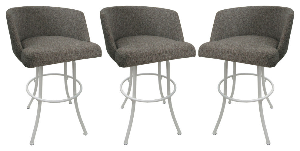 Joey Swivel Metal Stools, Set of 3, Mojave Gray White, 34"
