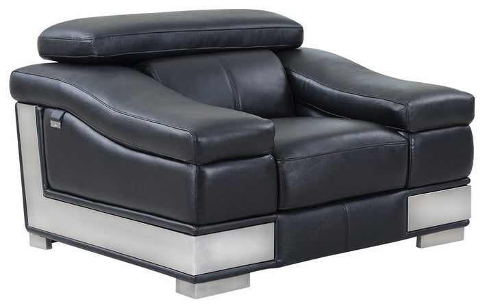 Milan Contemporary Genuine Italian Leather Armchair Black