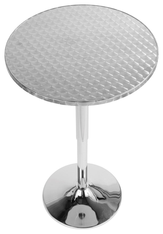 Bistro Contemporary Adjustable Round Bar Table, Silver