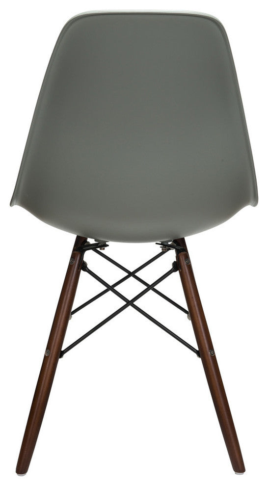 Nature Series DSW Molded Dining Chair, Dark Walnut Wood Eiffel Legs, Moss Gray