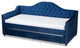Perry Royal Blue Velvet and Button Tufted Twin Size Daybed With Trundle