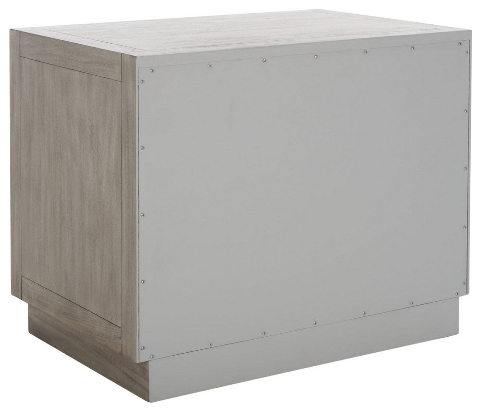 Safavieh Couture Steve 2 Drawer Wood Nightstand, Light Grey