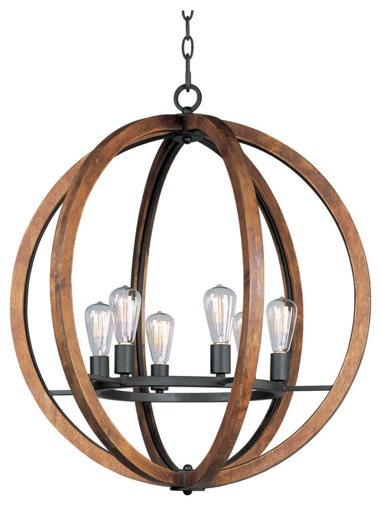 Bodega Bay 6-Light Chandelier, Anthracite