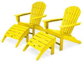 Polywood South Beach 4-Piece Adirondack Set, Lemon