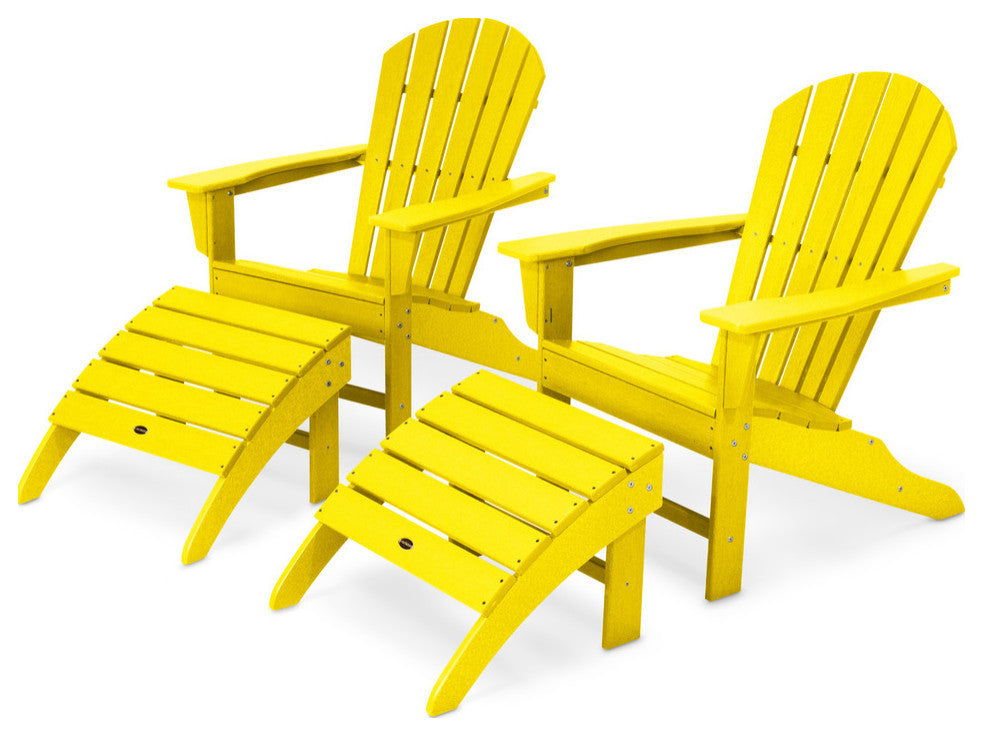 Polywood South Beach 4-Piece Adirondack Set, Lemon