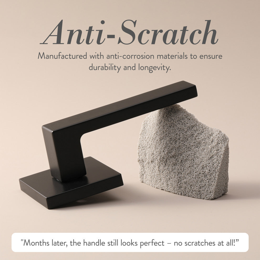 Modern Heavy Duty Designer Interior Door Lever - Allen Collection, Matte Black, Privacy Right Hand