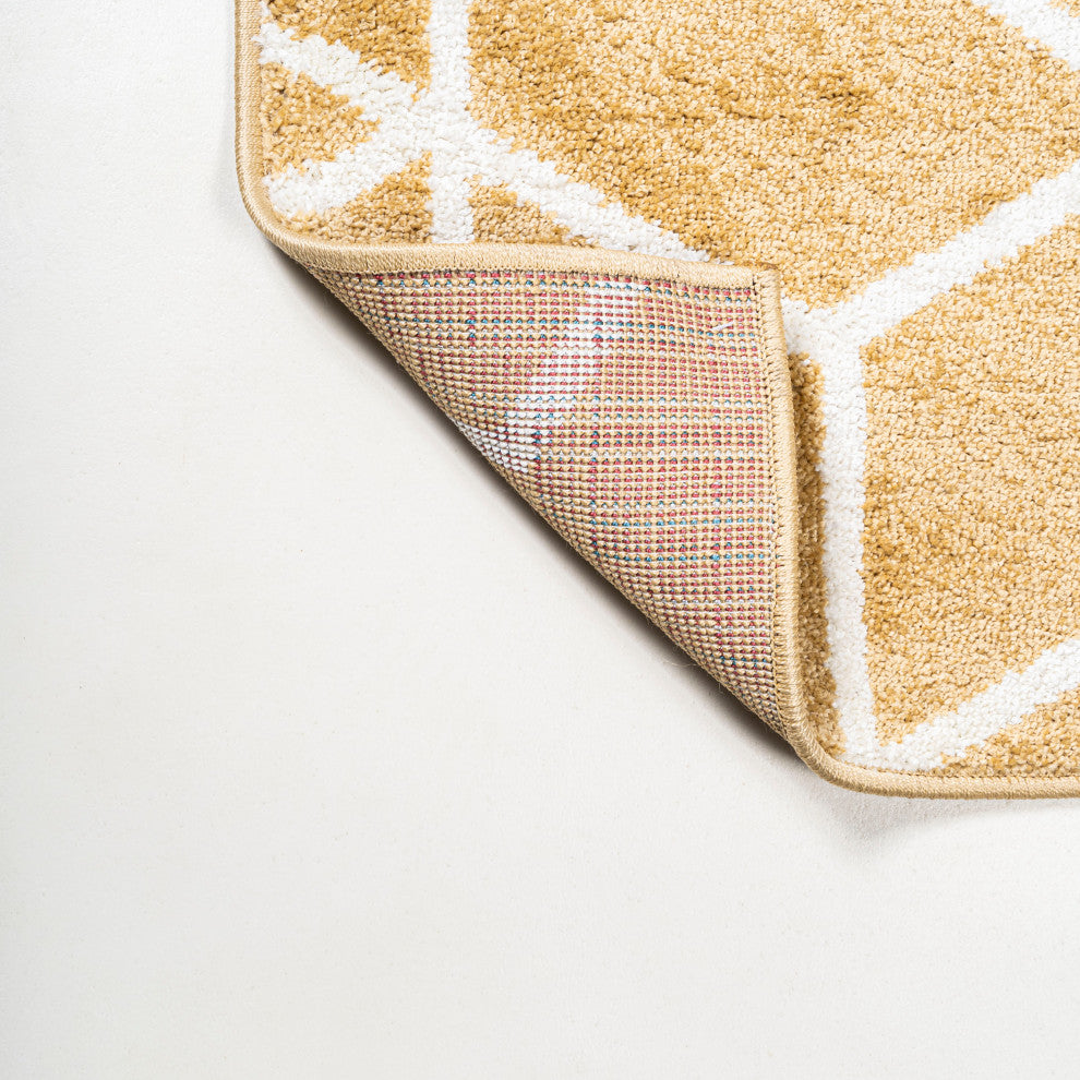 Tumbling Blocks Modern Geometric Gold/White 3'x5' Area Rug