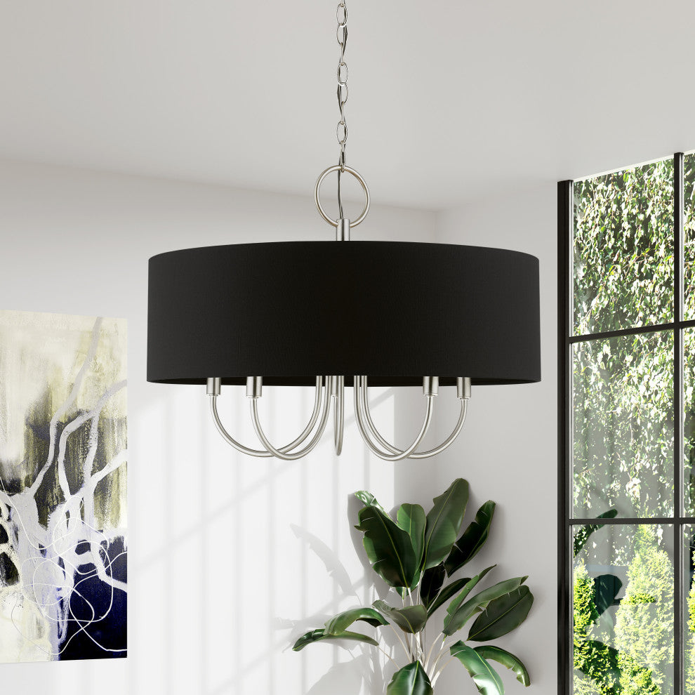 Livex Lighting 5 Light Brushed Nickel Pendant Chandelier