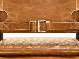 Pasargad Home Capri Top Grain Leather Dining Chair with Armrests